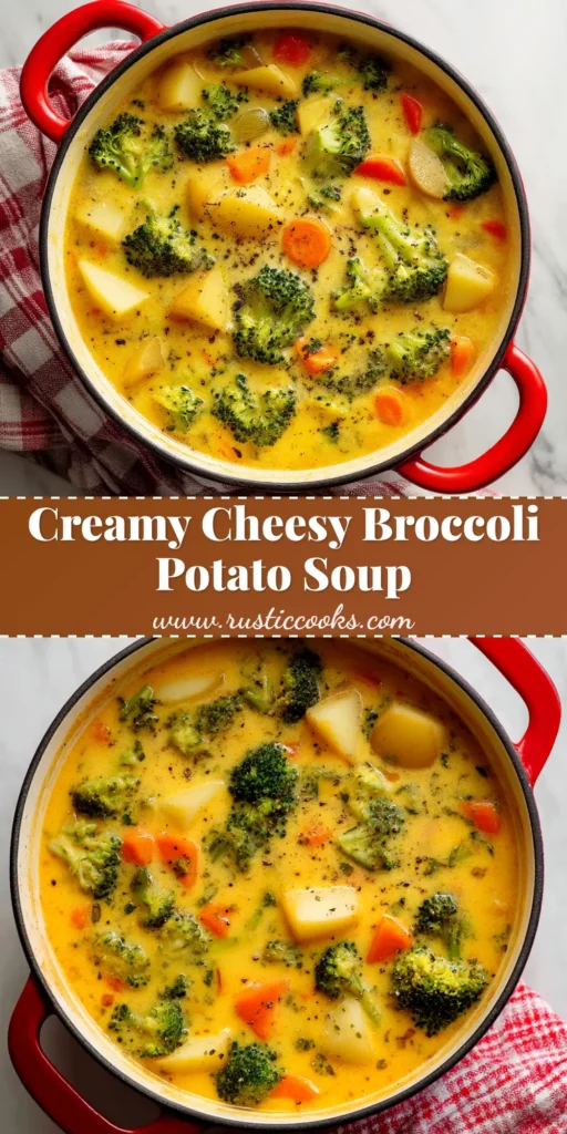 A delicious bowl of creamy Cheesy Broccoli Potato Soup, garnished with fresh chives and extra cheddar cheese. The perfect comfort food recipe.