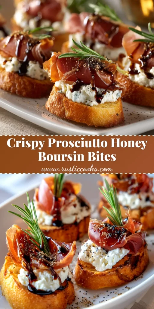 A shareable pin image for a crispy prosciutto appetizer recipe, showing elegant prosciutto cups filled with whipped ricotta and fig jam.