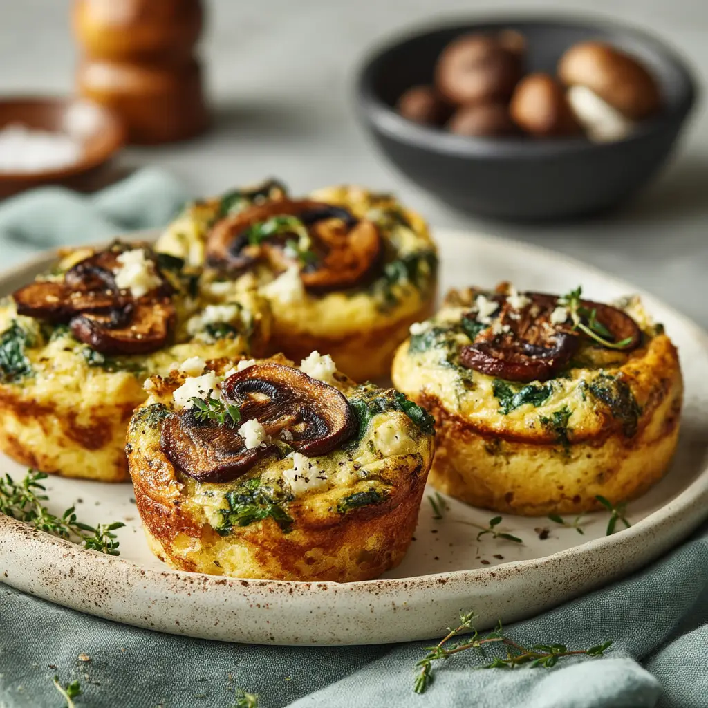 Savory breakfast muffins in a baking tin, highlighting the texture of the egg, cheese, and vegetable filling before being served.