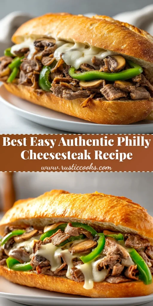 An authentic Philly cheesesteak recipe loaded with thinly sliced steak, melted cheese, and caramelized onions on a hoagie roll. The ultimate homemade cheesesteak.