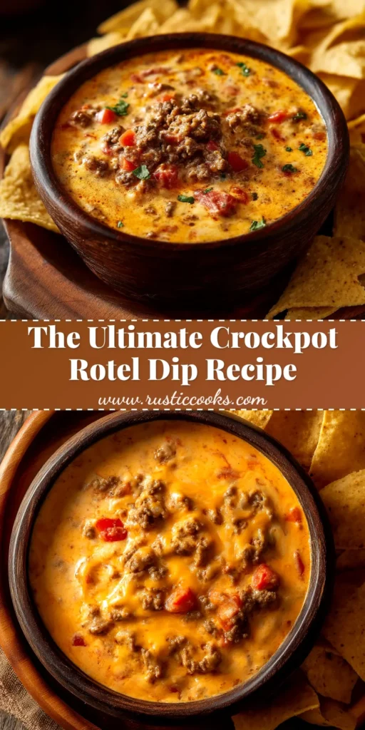 An overhead shot of Crockpot Rotel Dip being served in a bowl with tortilla chips, ready for a party.