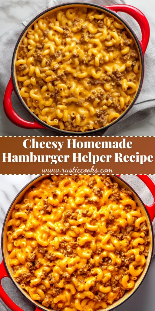 A large white bowl filled with creamy Homemade Hamburger Helper, garnished with fresh parsley. The cheesy beef and macaroni skillet is ready to be served.