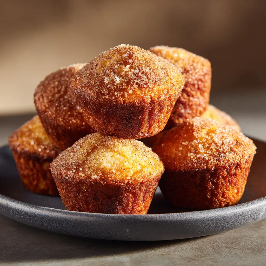 Close up view showing the visible soft, cake-like crumb structure on the sides of the low-carb donut muffins.