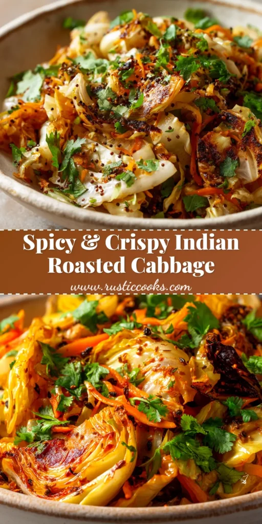 A platter of delicious Indian roasted cabbage wedges, perfectly caramelized and spiced, ready to be served as a healthy side dish.
