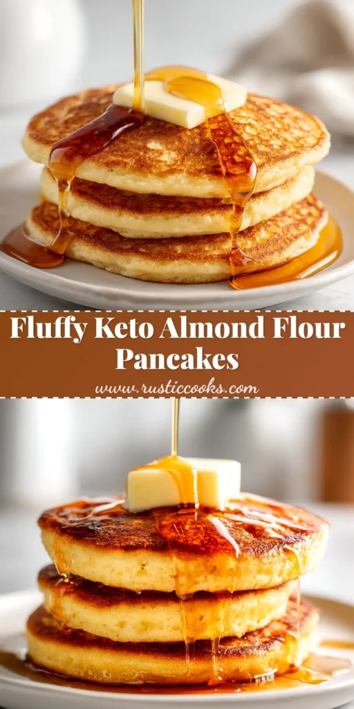 A tall, perfect stack of fluffy Keto Almond Flour Pancakes, topped with fresh blueberries and a pat of melting butter.