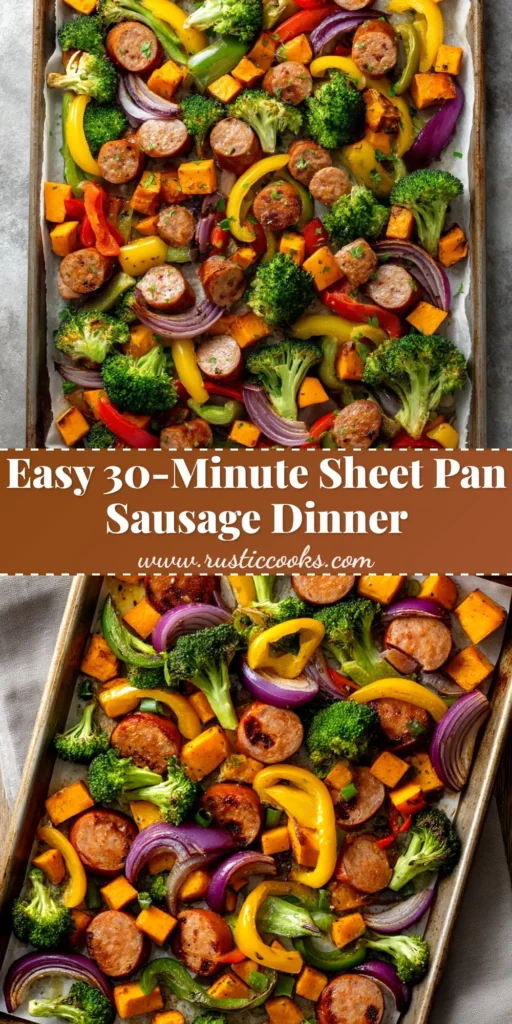 A delicious and easy Sheet Pan Chicken Sausage and Veggies dinner, perfectly roasted on a metal sheet pan. A simple one-pan meal for busy weeknights.