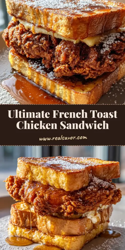 A close-up handheld smartphone photo of a French Toast Fried Chicken Sandwich with glistening maple syrup and powdered sugar. (French Toast Fried Chicken Sandwich)