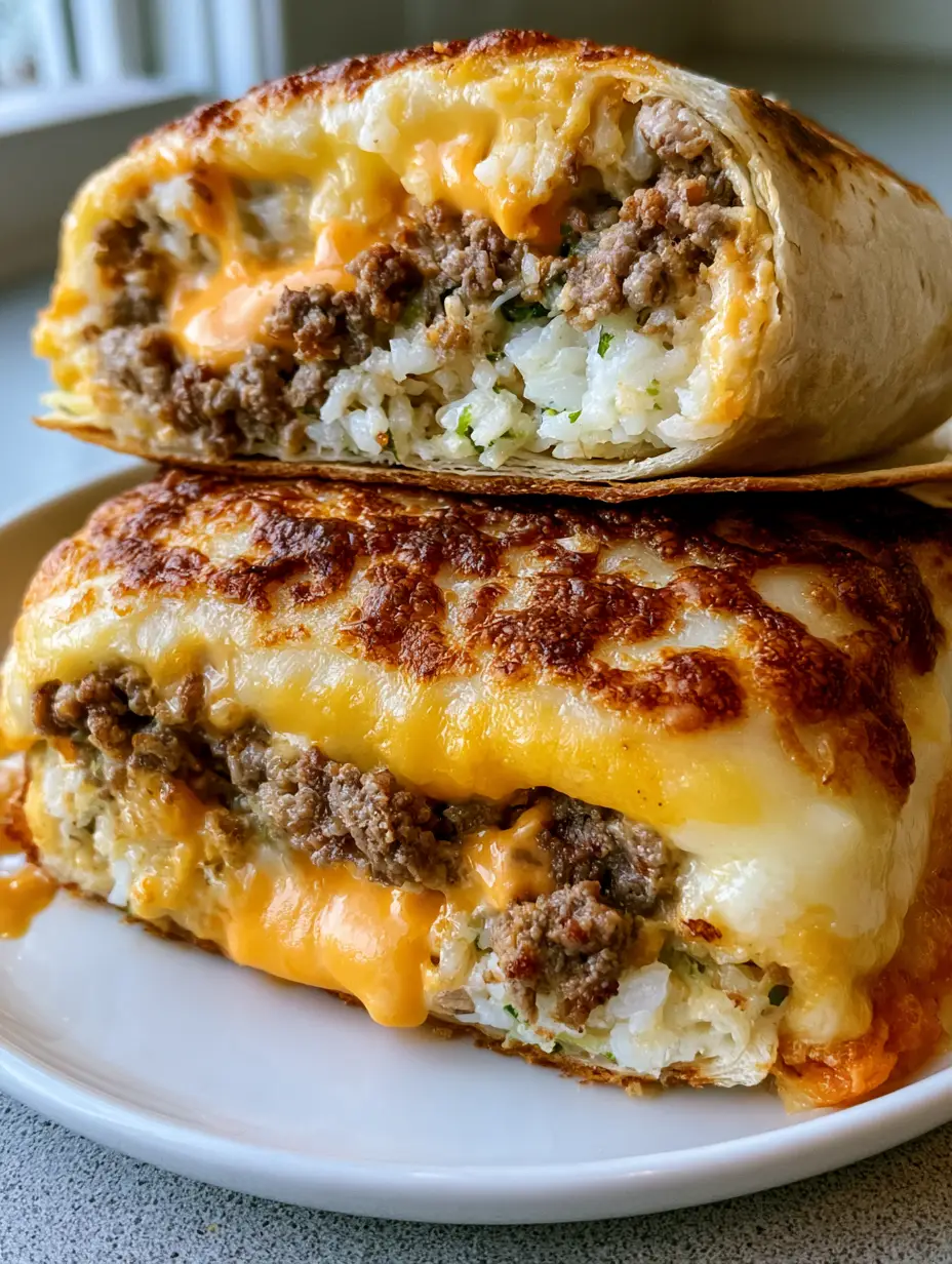 A handheld smartphone photo of a Grilled Cheese Burrito showing the melting nacho cheese and orange chipotle sauce layers inside.