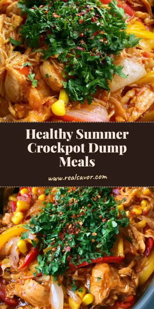 A close-up of shredded chicken with corn and peppers in a slow cooker, perfect for Summer Crockpot Recipes.