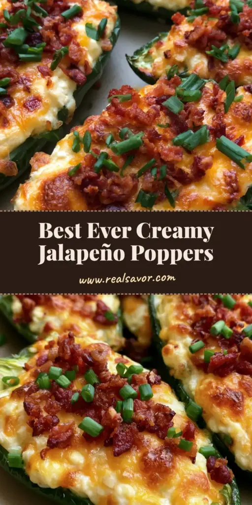 A close-up vertical shot of several Creamy Jalapeño Poppers on a neutral plate, showing bubbly golden cheese and crispy bacon bits.