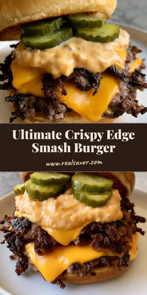 A Classic Smash Burger with two beef patties featuring charred lacy edges, melted American cheese, and pickles on a brioche bun.