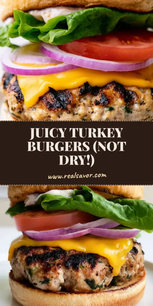 A side profile shot of a gourmet burger on a white plate. (Juicy Turkey Burger Recipe)